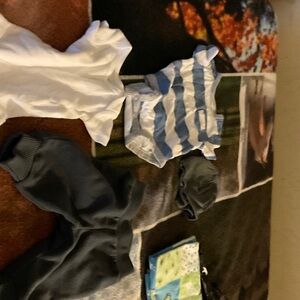 Striped Baby Onesie and White T-Shirt Set